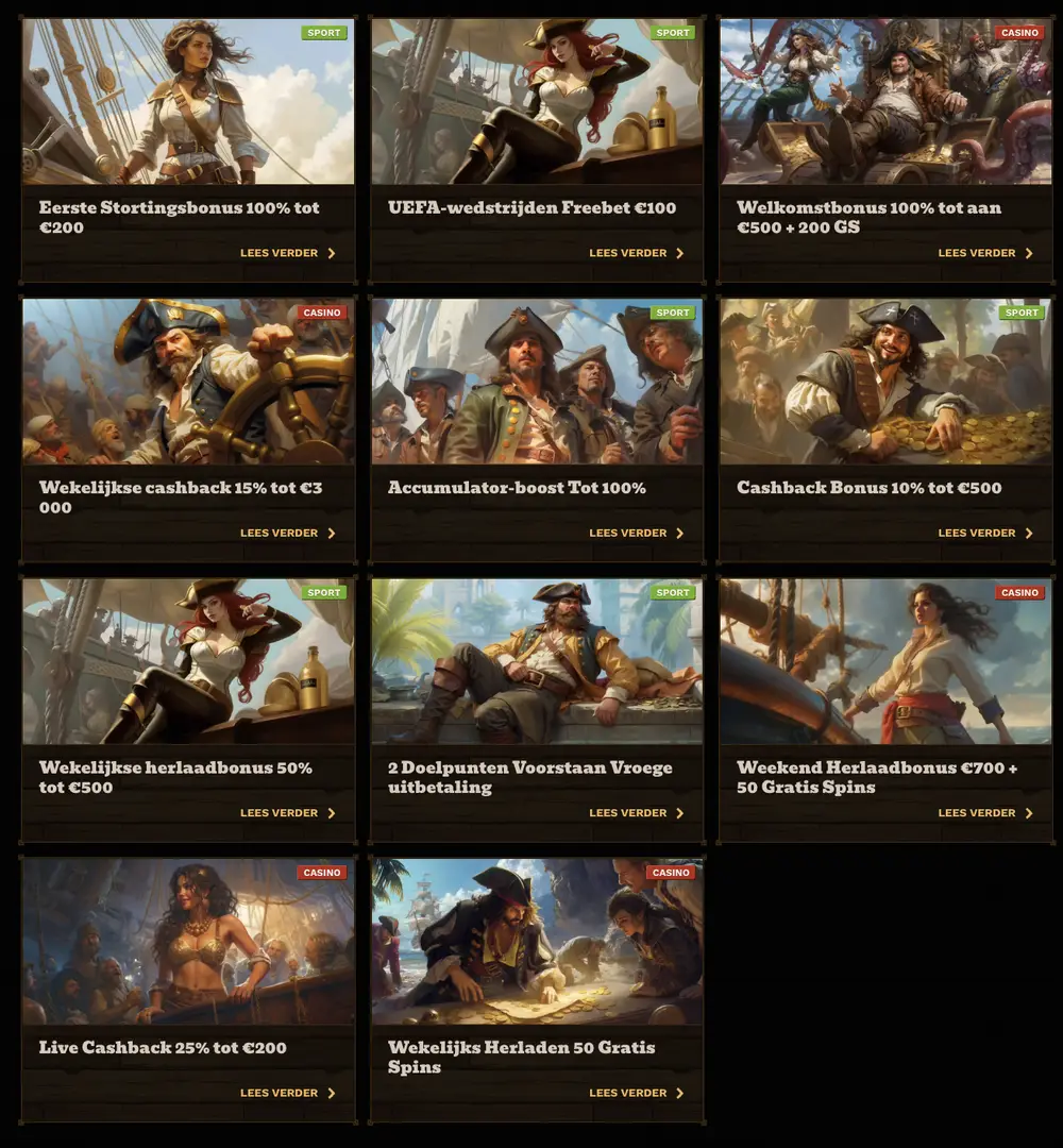FatPirate Casino - Bonussen en promoties voor alle spelers. Bonussen en promoties bij FatPirate Casino